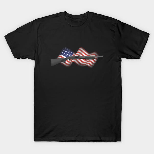 Patriotic Black Pump-Action Shotgun T-Shirt by NorseTech